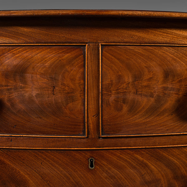 Grand Antique Bow Front Chest of Drawers, English, Tallboy, Georgian, Circa 1780