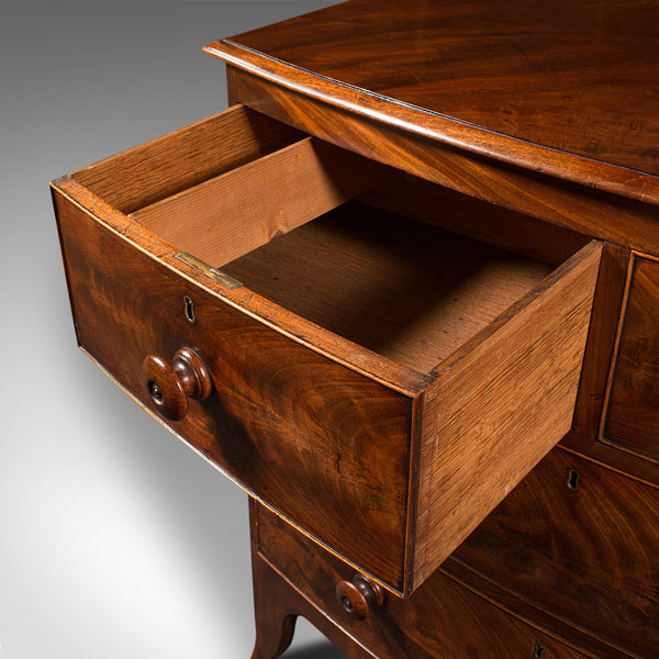 Grand Antique Bow Front Chest of Drawers, English, Tallboy, Georgian, Circa 1780