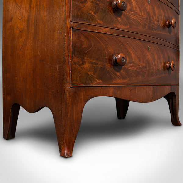 Grand Antique Bow Front Chest of Drawers, English, Tallboy, Georgian, Circa 1780