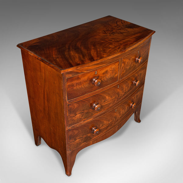 Grand Antique Bow Front Chest of Drawers, English, Tallboy, Georgian, Circa 1780
