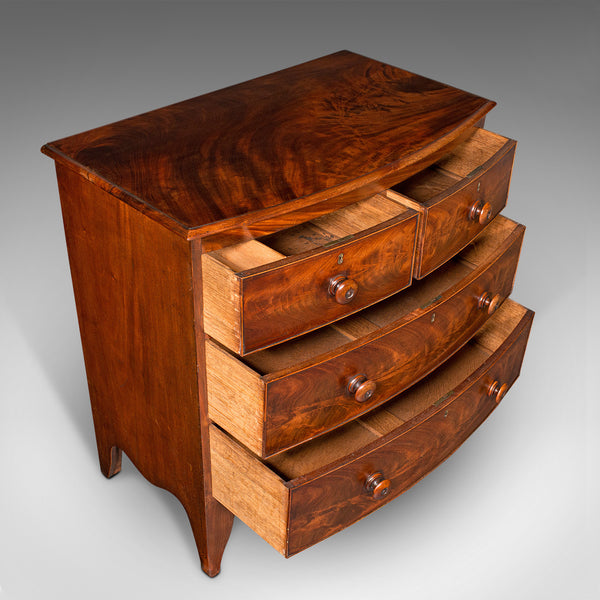 Grand Antique Bow Front Chest of Drawers, English, Tallboy, Georgian, Circa 1780