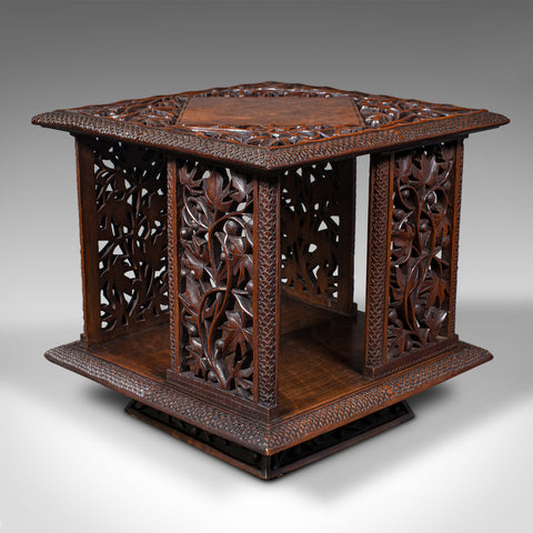 Antique Cleric's Rotary Bookcase, Chinese, Revolving Book Shelf, Victorian, 1900