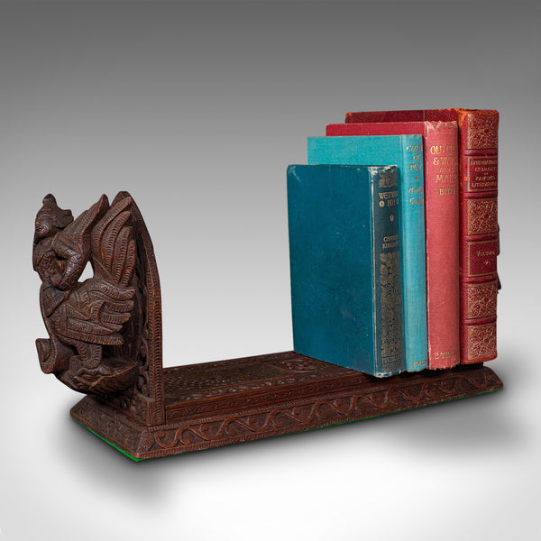 Vintage Carved Book Slide, Balinese, Hardwood, Library Stand, Mid Century, 1960