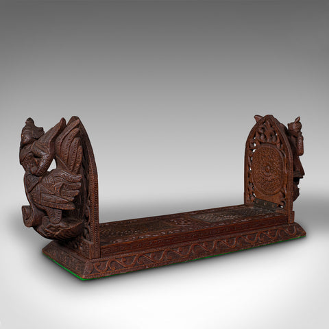 Vintage Carved Book Slide, Balinese, Hardwood, Library Stand, Mid Century, 1960