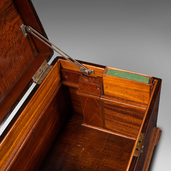 Antique Butler's Duty Box, English, Walnut, Tool, Sewing Case, Edwardian, C.1910