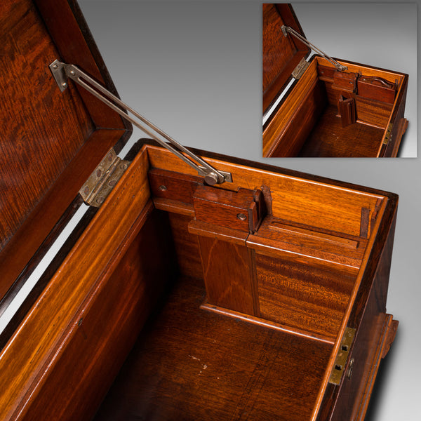 Antique Butler's Duty Box, English, Walnut, Tool, Sewing Case, Edwardian, C.1910