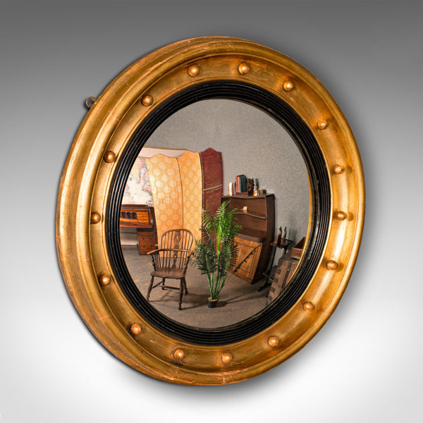 Antique Porthole Mirror, English, Convex, Decorative, Hall, Lounge, Regency