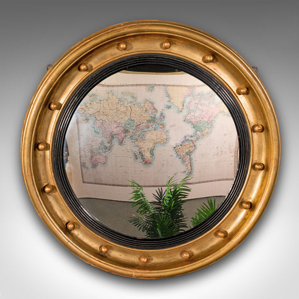 Antique Porthole Mirror, English, Convex, Decorative, Hall, Lounge, Regency