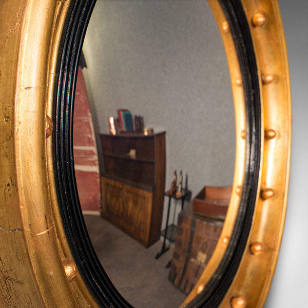 Antique Porthole Mirror, English, Convex, Decorative, Hall, Lounge, Regency