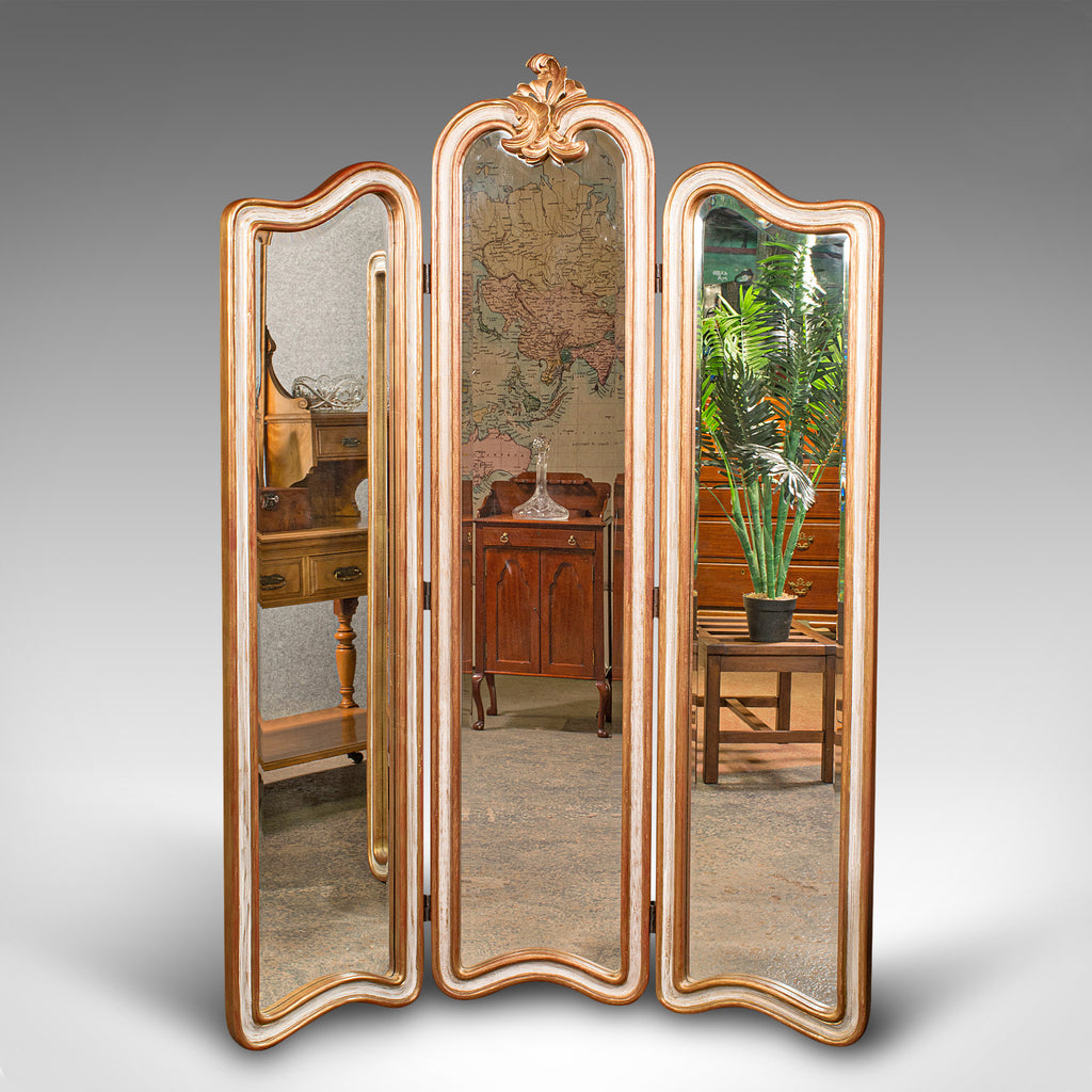 vintage dressing screen Vintage Dressing Mirror, Continental, Gilt, 3 Panel Room Divider... – London Fine Antiques