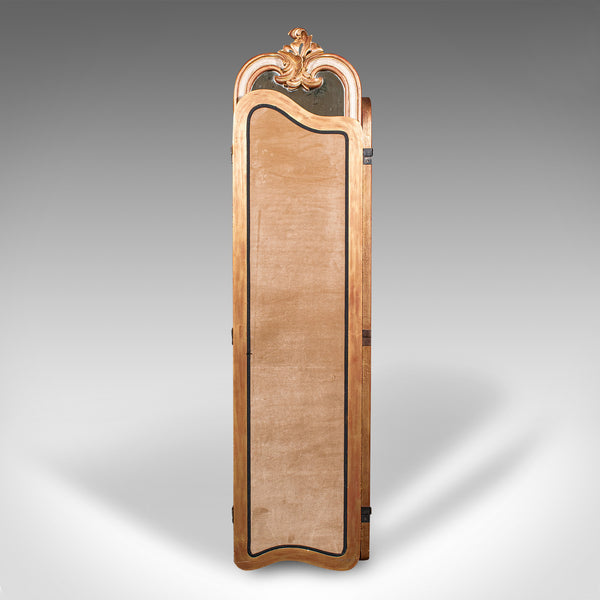 Vintage Dressing Mirror, Continental, Gilt, 3 Panel Room Divider, Privacy Screen