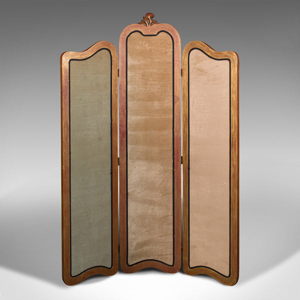 Vintage Dressing Mirror, Continental, Gilt, 3 Panel Room Divider, Privacy Screen
