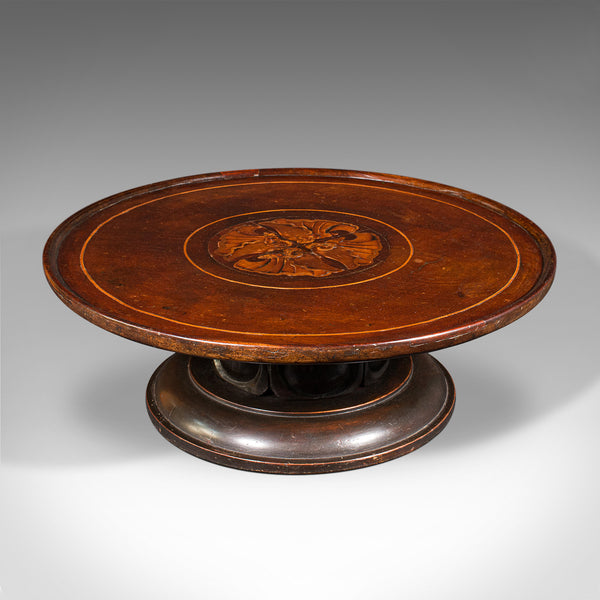 Antique Lazy Susan, English Walnut, Inlay, Afternoon Tea, Cake Stand, William IV