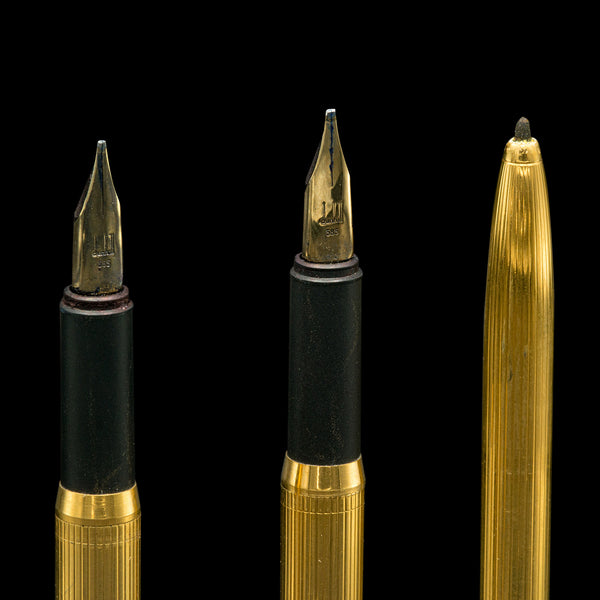 Set of 3 Vintage Dunhill Pens, German, Fountain, Fibre Tip, 14k Gold Nib, Desk