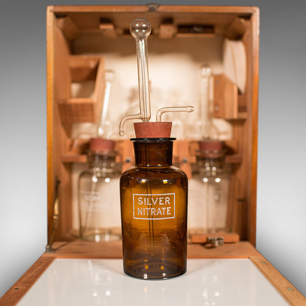 Vintage Chemist's Dispensing Cabinet, English, Walnut, Apothecary Set, C.1950
