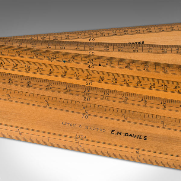 Set Of Antique Draughtsman's Rules, English, Engineer's Instruments, Edwardian