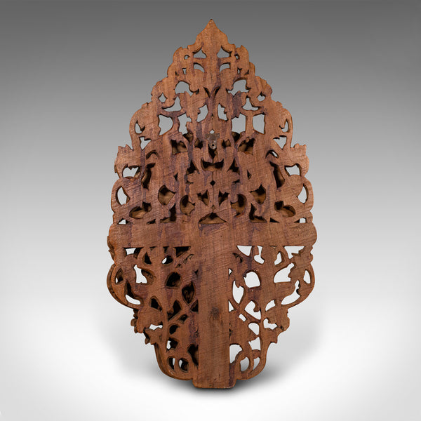 Vintage Icon Shelf, Balinese, Carved Teak, Wall Sconce, Display, Art Deco, 1940