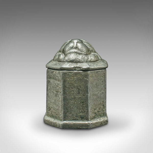 Antique Tobacco Keeper, English, Lead, Decorative Snuff Box, Georgian, C.1750