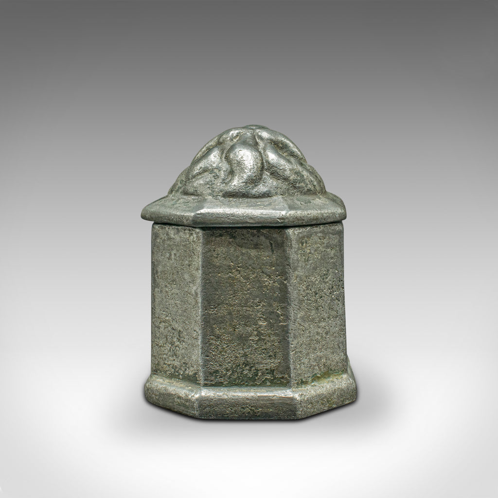 Antique Tobacco Keeper, English, Lead, Decorative Snuff Box, Georgian, C.1750