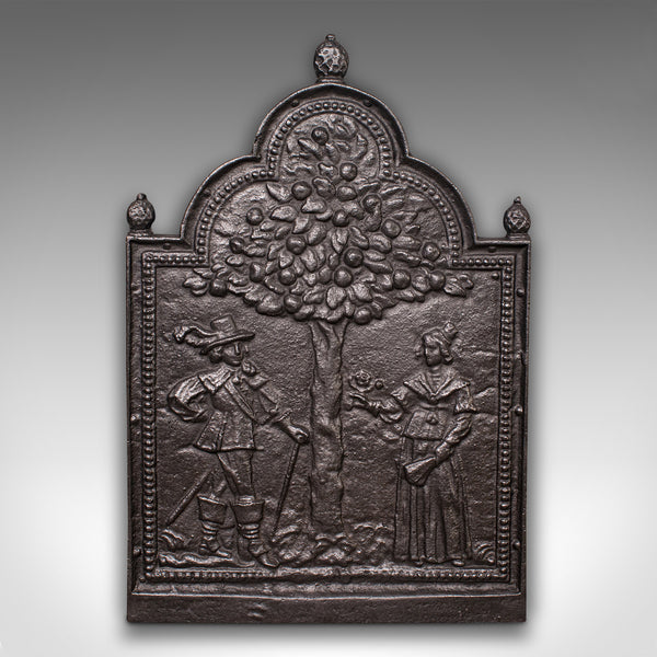 Antique Decorative Fire Back, English, Fireplace, Hearth, Backrest, Victorian