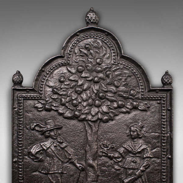 Antique Decorative Fire Back, English, Fireplace, Hearth, Backrest, Victorian