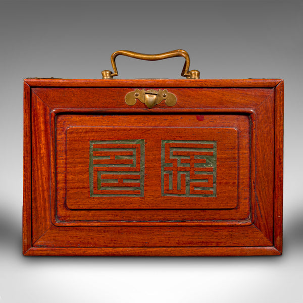 Vintage Mahjong Case, Chinese, Mahogany, Compendium, Game Set, Late 20th Century
