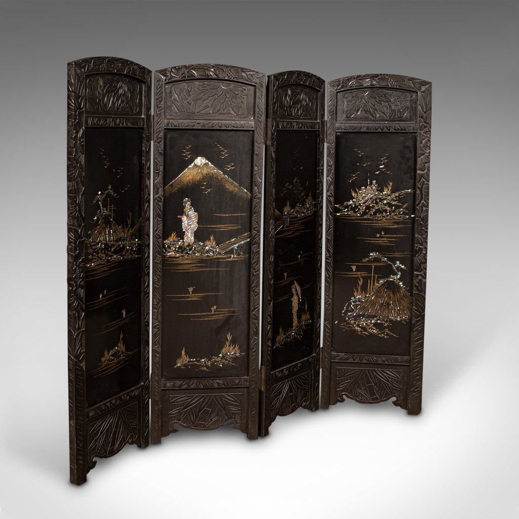 Chinese Black Carved Soapstone Geisha Girl 4 Panel Folding Screen Room  Divider For Sale at 1stDibs | oriental folding screen, asian folding  screens, chinese panel screen