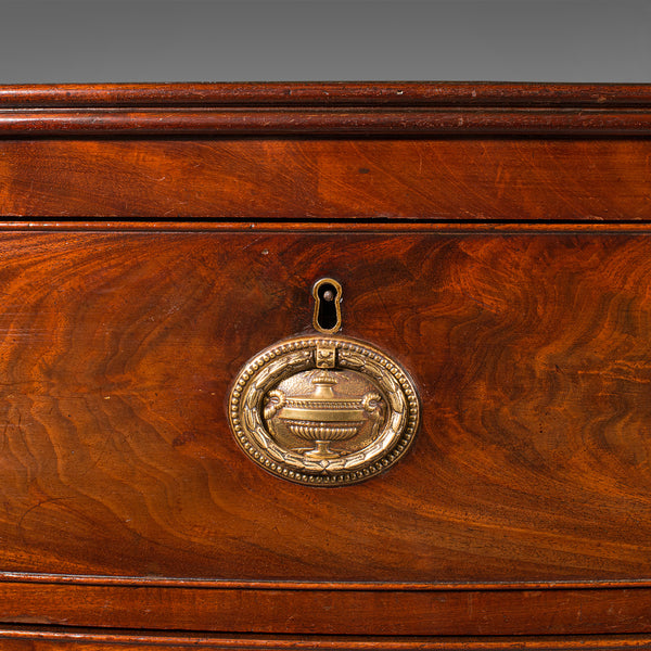 Large Antique Bow Front Chest of Drawers, English, Tallboy, Georgian, Circa 1780