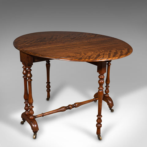 Antique Oval Sutherland Table, English, Gate Leg, Occasional, Victorian, C.1850