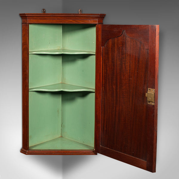 Antique Corner Cabinet, English, Cupboard, Georgian Revival, Victorian, C.1880