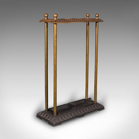 Antique Sectional Umbrella Stand, English, Bronze, Iron, Hall Rack, Victorian