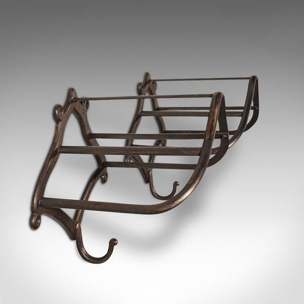 Pair Of Antique Equestrian Tack Racks, English, Wall, Saddle Rests, Victorian