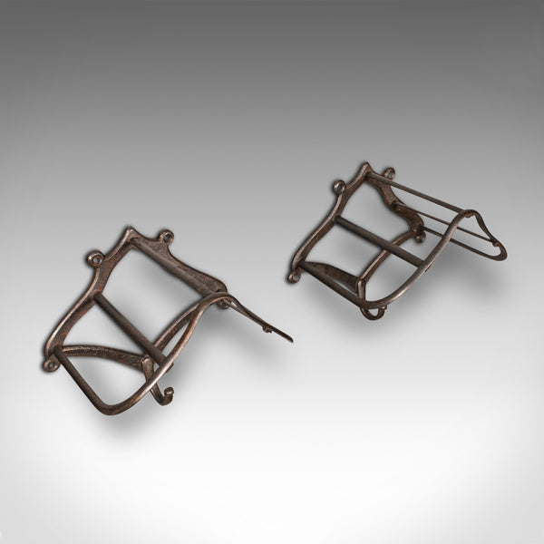 Pair Of Antique Equestrian Tack Racks, English, Wall, Saddle Rests, Victorian