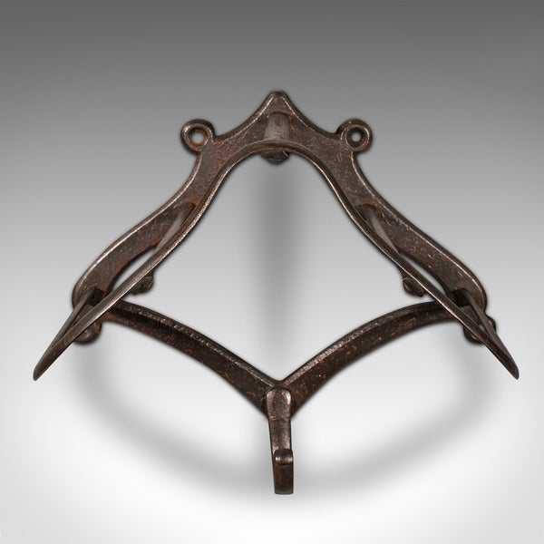 Pair Of Antique Equestrian Tack Racks, English, Wall, Saddle Rests, Victorian