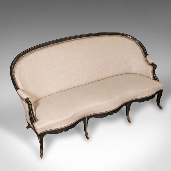 Antique Canape Sofa, Continental, Wing Settee, 3 Seat, Louis XV, Victorian, 1870