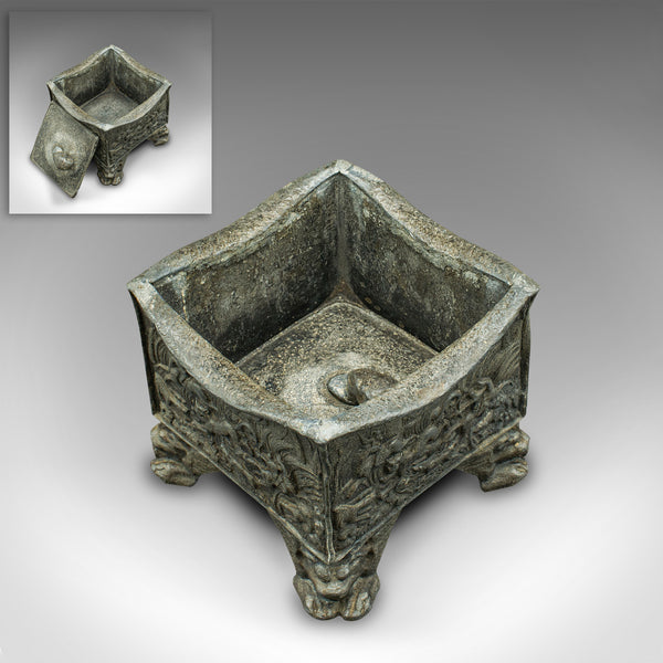 Heavy Antique Tobacco Keeper, English, Lead, Decorative, Snuff Box, William III