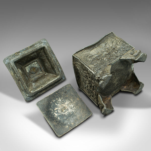 Heavy Antique Tobacco Keeper, English, Lead, Decorative, Snuff Box, William III