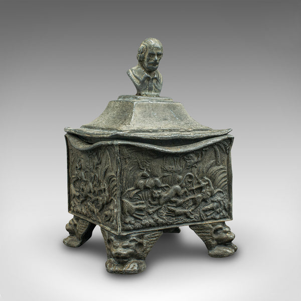 Heavy Antique Tobacco Keeper, English, Lead, Decorative, Snuff Box, William III