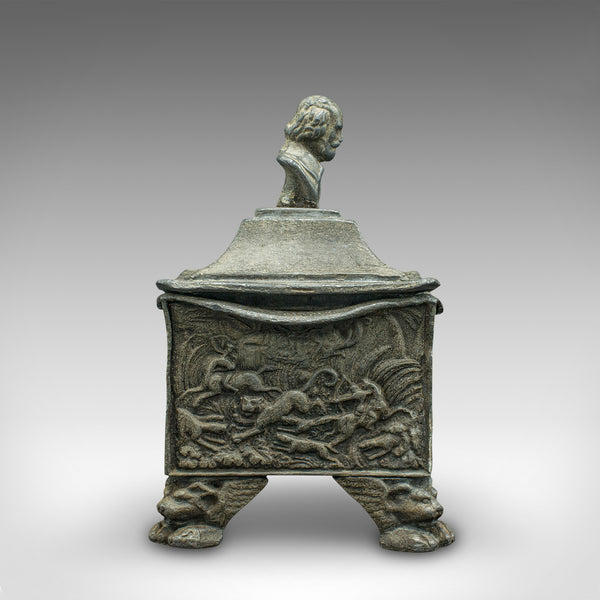 Heavy Antique Tobacco Keeper, English, Lead, Decorative, Snuff Box, William III