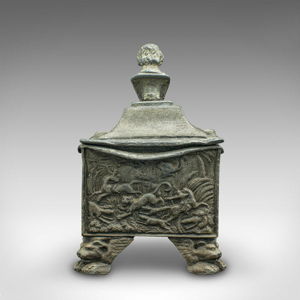 Heavy Antique Tobacco Keeper, English, Lead, Decorative, Snuff Box, William III