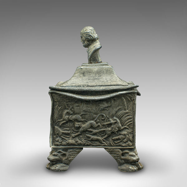 Heavy Antique Tobacco Keeper, English, Lead, Decorative, Snuff Box, William III