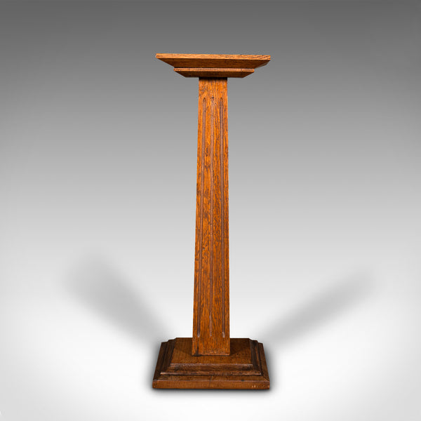 Antique Bust Stand, English, Oak, Jardiniere, Torchere, Column, Victorian, 1870