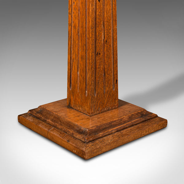 Antique Bust Stand, English, Oak, Jardiniere, Torchere, Column, Victorian, 1870