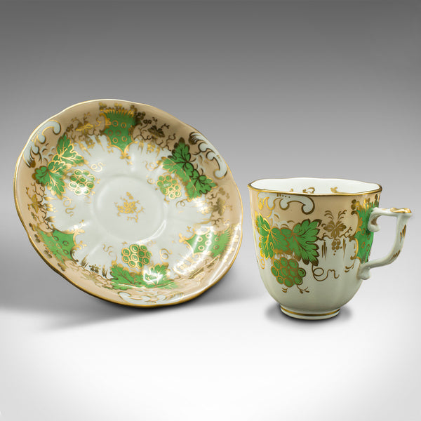 Set Of 4 Antique Coffee Cups, English, Bone China, Cup and Saucer, Victorian