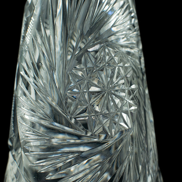 Tall Vintage Spirit Decanter, English, Cut Glass, Decorative Vessel, Mid Century