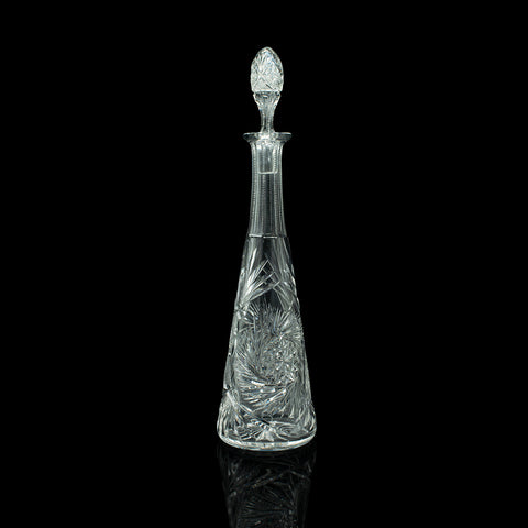 Tall Vintage Spirit Decanter, English, Cut Glass, Decorative Vessel, Mid Century