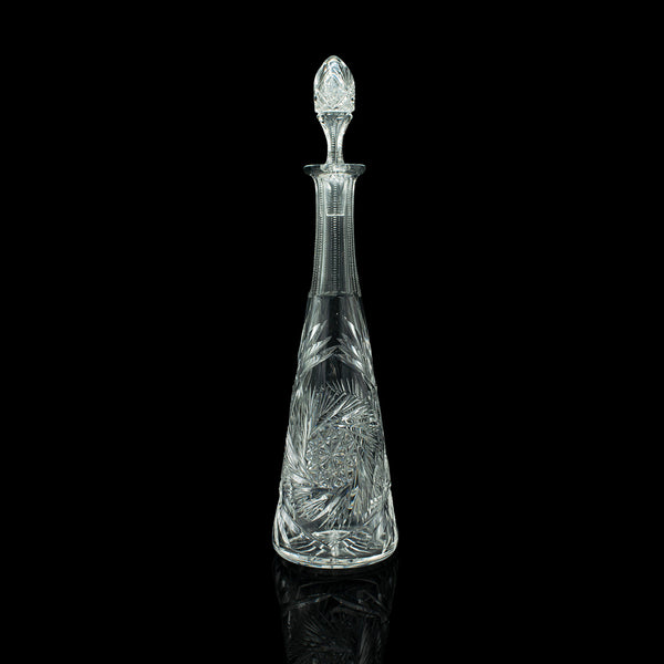 Tall Vintage Spirit Decanter, English, Cut Glass, Decorative Vessel, Mid Century