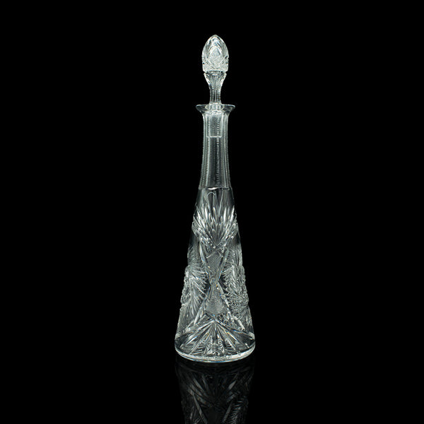 Tall Vintage Spirit Decanter, English, Cut Glass, Decorative Vessel, Mid Century