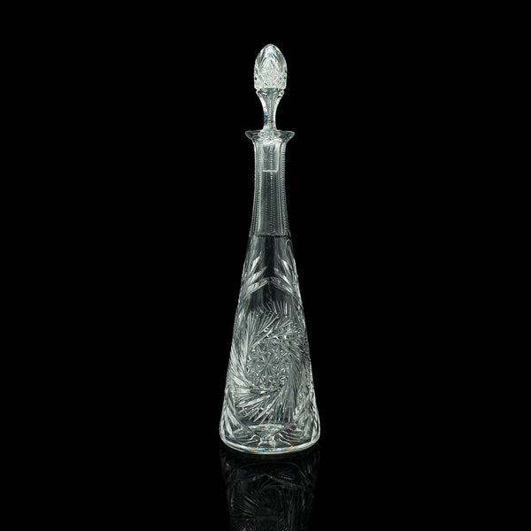 Tall Vintage Spirit Decanter, English, Cut Glass, Decorative Vessel, Mid Century