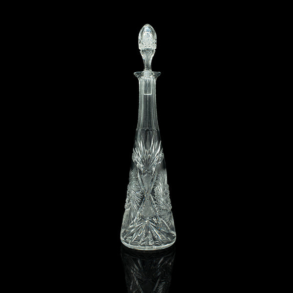 Tall Vintage Spirit Decanter, English, Cut Glass, Decorative Vessel, Mid Century